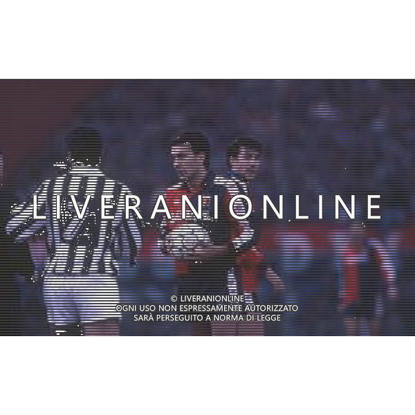 DIAP-RETROSPETTIVA ALESSANDRO QUAGGIOTTO CALCIATORE NELLA FOTO ALESSANDRO QUAGGIOTTO CON LA MAGLIA DEL GENOA CALCIO AG ALDO LIVERANI SAS
