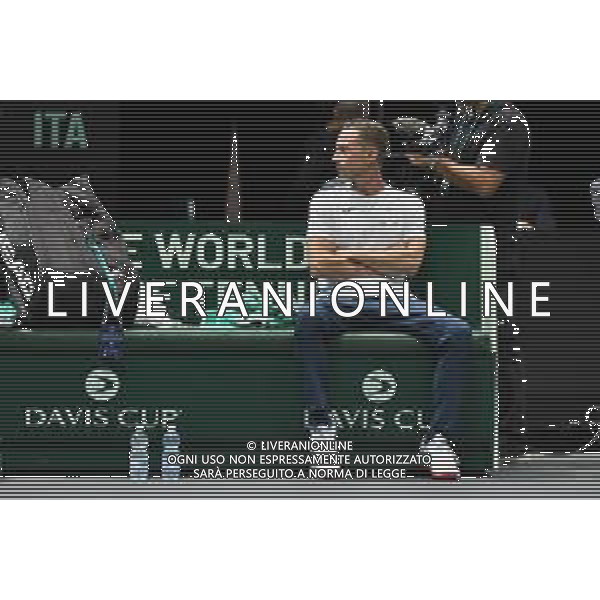 BOLOGNA, ITALIA - 11 SETTEMBRE: Filippo Volandri durante la fase a gironi della finale della Coppa Davis 2024 contro il Brasile all\'Unipol Arena l\'11 settembre 2024 a Bologna, Italia foto andrea rosito-ag aldo liverani sas