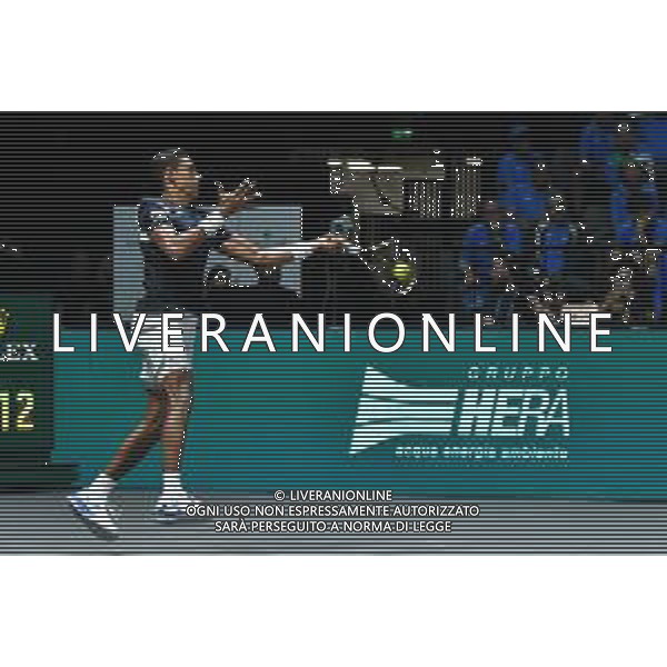 BOLOGNA, ITALIA - 11 SETTEMBRE: Thiago Monteiro in azione durante la fase a gironi della finale della Coppa Davis 2024 contro Matteo Berrettini all\'Unipol Arena l\'11 settembre 2024 a Bologna, Italia foto andrea rosito-ag aldoliverani sas