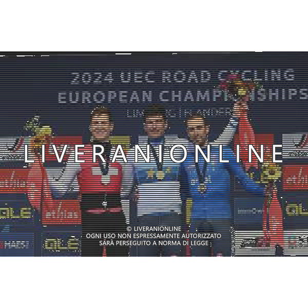 11-09-2024 European Championships Cronometro Elite; 2024, Visma - Lease A Bike; 2024, Soudal - Quick Step; 2024, Groupama - Fdj; Affini, Edoardo; Cattaneo, Mattia; Kung, Stefan; Hasselt; FOTO STEFANO SIROTTI-AG ALDO LIVERANI SAS