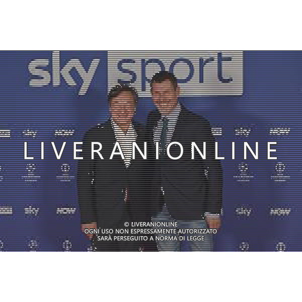 TVRG Photocall Sky Sport nella foto Fabio Caressa SX e Zvonimir Boban DX Milano 11-09-2024 Photocall in occasione dell’evento Sky Sport dedicato alla UEFA Champions League e alle altre Coppe Europee foto Roberto Garavaglia/Agenzia Aldo Liverani sas