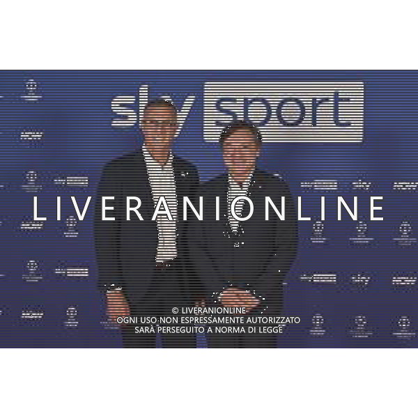 TVRG Photocall Sky Sport nella foto Giuseppe Bergomi SX e Fabio Caressa DX Milano 11-09-2024 Photocall in occasione dell’evento Sky Sport dedicato alla UEFA Champions League e alle altre Coppe Europee foto Roberto Garavaglia/Agenzia Aldo Liverani sas