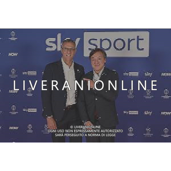TVRG Photocall Sky Sport nella foto Giuseppe Bergomi SX e Fabio Caressa DX Milano 11-09-2024 Photocall in occasione dell’evento Sky Sport dedicato alla UEFA Champions League e alle altre Coppe Europee foto Roberto Garavaglia/Agenzia Aldo Liverani sas
