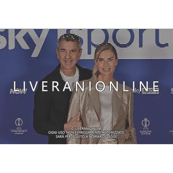 TVRG Photocall Sky Sport nella foto Alessandro Costacurta e Martina Colombari Milano 11-09-2024 Photocall in occasione dell’evento Sky Sport dedicato alla UEFA Champions League e alle altre Coppe Europee foto Roberto Garavaglia/Agenzia Aldo Liverani sas