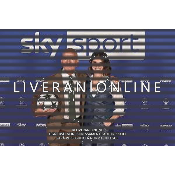 TVRG Photocall Sky Sport nella foto Paolo Di Canio e Federica Lodi Milano 11-09-2024 Photocall in occasione dell’evento Sky Sport dedicato alla UEFA Champions League e alle altre Coppe Europee foto Roberto Garavaglia/Agenzia Aldo Liverani sas