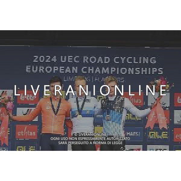 15-09-2024 European Championships Elite; 2024, Soudal - Quick Step; 2024, Visma - Lease A Bike; 2024, Intermarche - Wanty; Merlier, Tim; Kooij, Olav; Mihkels, Madis; Hasselt; ©SIROTTI/AGENZIA ALDO LIVERANI SAS