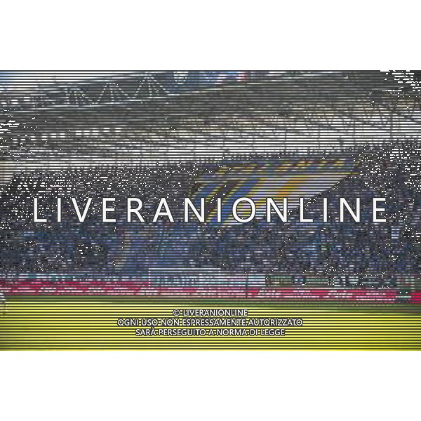 Atalanta fans show their support during Atalanata BC vs ACF Fiorentina, 4° Serie A Enilive 2024-25 game at Gewiss Stadium in Bergamo (BG), Italy, on September 15, 2024. (Photo by Davide Casentini)/AGENZIA ALDO LIVERANI SAS
