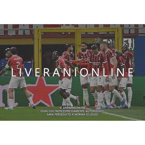 Milan vs Liverpool nella foto esultanza Milan dopo il gol dell\'1 a 0 Milano 17-09-2024 Stadio Giuseppe Meazza - San Siro UEFA Champions League fase a girone unico - 1a giornata foto Roberto Garavaglia/Agenzia Aldo Liverani sas/AGENZIA ALDO LIVERANI SAS