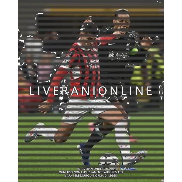 Milan vs Liverpool nella foto Alvaro Morata (Milan) e dietro Virgil van Dijk (Liverpool) Milano 17-09-2024 Stadio Giuseppe Meazza - San Siro UEFA Champions League fase a girone unico - 1a giornata foto Roberto Garavaglia/Agenzia Aldo Liverani sas
