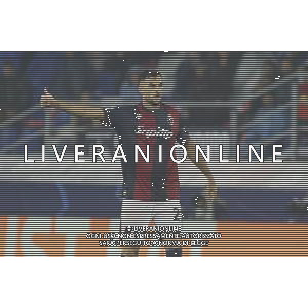 Charalampos Lykogiannis of Bologna FC gestures during Bologna BFC vs Shakhtar Donetsk FC, 1° round of Chanpions League 2024-25, game at Renato Dall\'Ara stadium in Bologna (BO), Italy, on September 18, 2024. (Photo by Davide Casentini) AG ALDO LIVERANI SAS