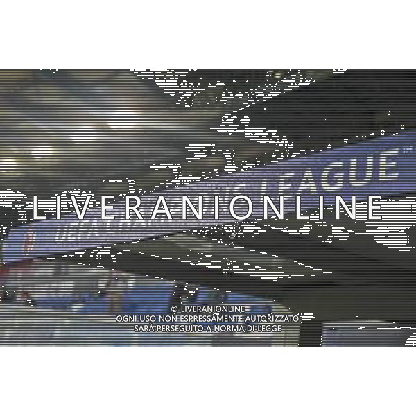 Champion League logo in Renato Dall\'Ara stadium before Bologna BFC vs Shakhtar Donetsk FC, 1° round of Chanpions League 2024-25, game at Renato Dall\'Ara stadium in Bologna (BO), Italy, on September 18, 2024. (Photo by Davide Casentini) AG ALDO LIVERANI SAS