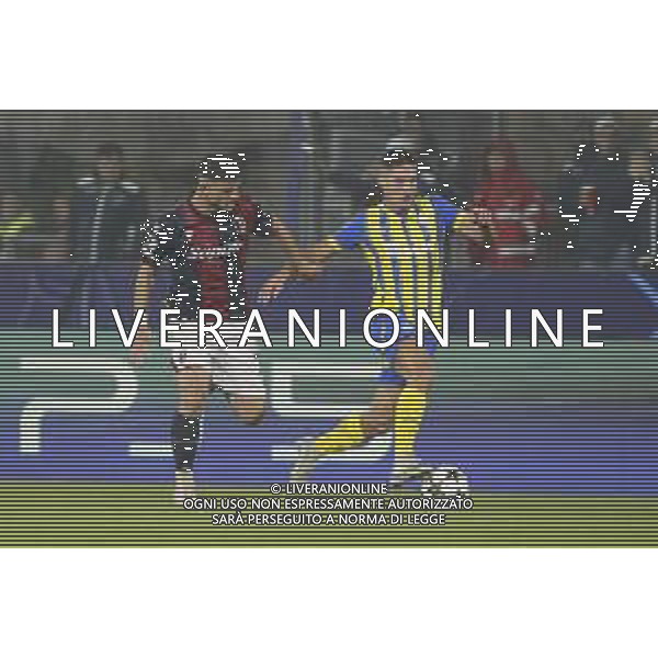 Riccardo Orsolini of Bologna FC. battle for the ball with Georgiy Sudakov of Shakhtar Donetsk during Bologna BFC vs Shakhtar Donetsk FC, 1° round of Champions League 2024-25, game at Renato Dall\'Ara stadium in Bologna (BO), Italy, on September 18, 2024. (Photo by Davide Casentini)/AGENZIA ALDO LIVERANI SAS