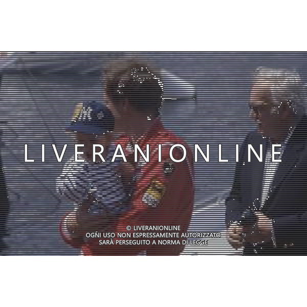 Stefano Casiraghi imprenditore e pilota motonautico italiano e marito di Carolina di Monaco - Retrospettiva nella foto con il figlio Andrea e Ranieri III principe sovrano di Monaco nel 1986 © ARCHIVIO / AGENZIA ALDO LIVERANI SAS - ITALY ONLY EDITORIAL USE ONLY