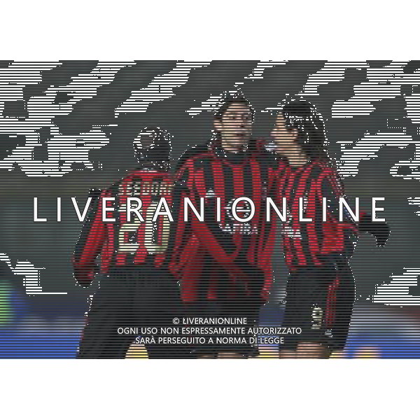 Btrescia 11/01/2006 coppa italia Brescia Milan Manuel Rui Costa esultante con clarence seedorf e inzaghi filippo Foto Filippo Venezia-Ag.Aldo Liverani