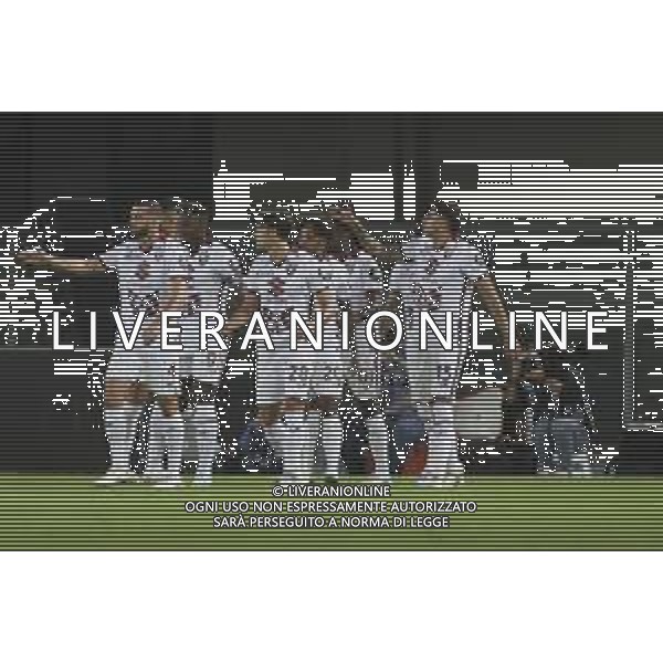 Antonio Sanabria of Torino FC and Torino\'s players jubilates after scoring the goal during Hellas Verona FC vs Torino FC , 5° Serie A Enilive 2024-25 game at Marcantonio Bentegodi Stadium in Verona (VR), Italy, on September 20, 2024. (Photo by Davide Casentini)/AGENZIA ALDO LIVERANI SAS