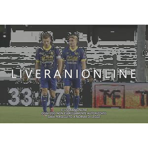 Darko Lazovic of Hellas Verona FC and Martin Frese of Hellas Verona FC expresses disappointment afther Duvan Zapata of Torino FC gol during Hellas Verona FC vs Torino FC , 5° Serie A Enilive 2024-25 game at Marcantonio Bentegodi Stadium in Verona (VR), Italy, on September 20, 2024. (Photo by Davide Casentini)/AGENZIA ALDO LIVERANI SAS