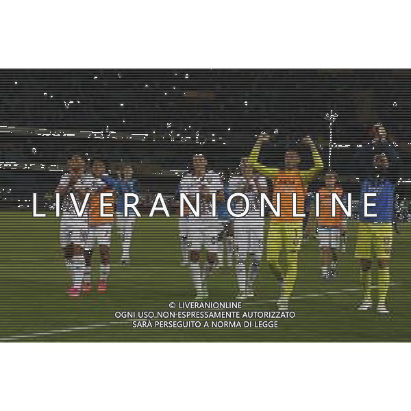 Torino players celebrate the victory at the end of Hellas Verona FC vs Torino FC , 5° Serie A Enilive 2024-25 game at Marcantonio Bentegodi Stadium in Verona (VR), Italy, on September 20, 2024. (Photo by Davide Casentini)/AGENZIA ALDO LIVERANI SAS