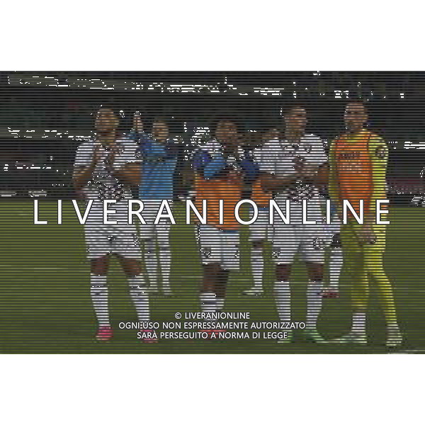 Torino players celebrate the victory at the end of Hellas Verona FC vs Torino FC , 5° Serie A Enilive 2024-25 game at Marcantonio Bentegodi Stadium in Verona (VR), Italy, on September 20, 2024. (Photo by Davide Casentini)/AGENZIA ALDO LIVERANI SAS