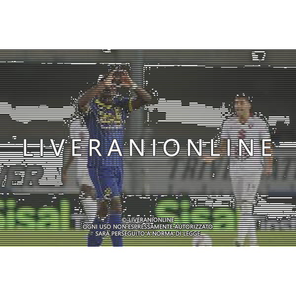 Daniel Mosquera of Hellas Verona FC celebrates after scoring during Hellas Verona FC vs Torino FC , 5° Serie A Enilive 2024-25 game at Marcantonio Bentegodi Stadium in Verona (VR), Italy, on September 20, 2024. (Photo by Davide Casentini)/AGENZIA ALDO LIVERANI SAS