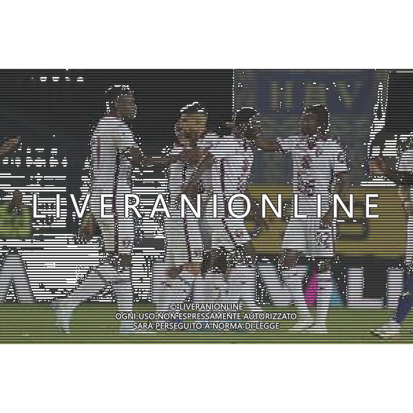 Adam Masina of Torino FC and Torino players celebrate the victory at the end of during Hellas Verona FC vs Torino FC , 5° Serie A Enilive 2024-25 game at Marcantonio Bentegodi Stadium in Verona (VR), Italy, on September 20, 2024. (Photo by Davide Casentini)/AGENZIA ALDO LIVERANI SAS