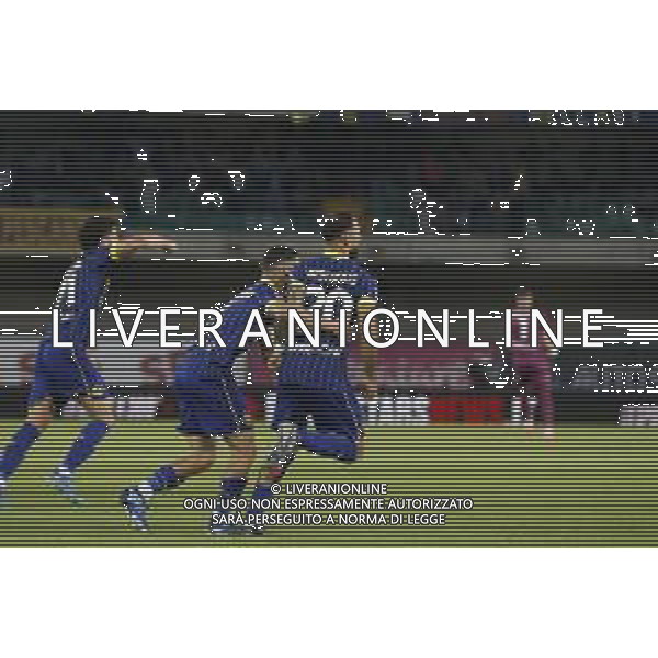 Grigoris Kastanos of Hellas Verona FC celebrates after scoring during Hellas Verona FC vs Torino FC , 5° Serie A Enilive 2024-25 game at Marcantonio Bentegodi Stadium in Verona (VR), Italy, on September 20, 2024. (Photo by Davide Casentini)/AGENZIA ALDO LIVERANI SAS