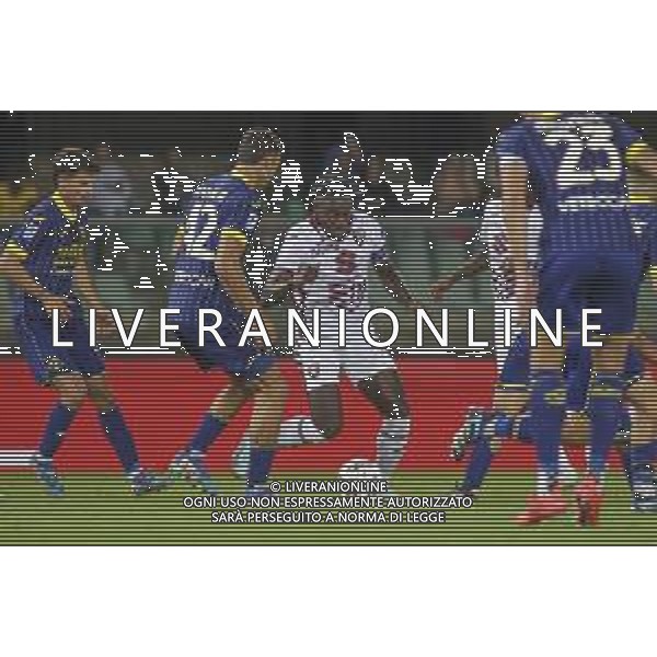Duvan Zapata of Torino FC battle for the ball during Hellas Verona FC vs Torino FC , 5° Serie A Enilive 2024-25 game at Marcantonio Bentegodi Stadium in Verona (VR), Italy, on September 20, 2024. (Photo by Davide Casentini)/AGENZIA ALDO LIVERANI SAS