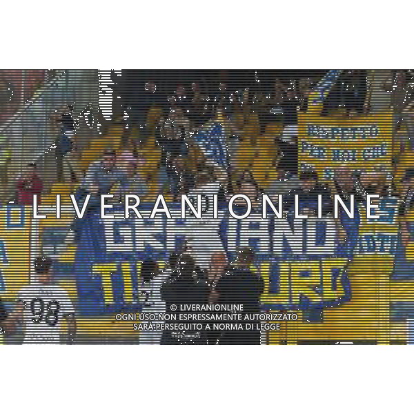TVEM September 21, 2024 Lecce, Italy - US Lecce vs Parma Calcio 1913 - Italian soccer serie A 2024/25 - Via Del Mare Stadium. In the pic: Antoine Hainaut of Parma celebrates after scoring a goal ©Emmanuele Mastrodonato/AGENZIA ALDO LIVERANI SAS