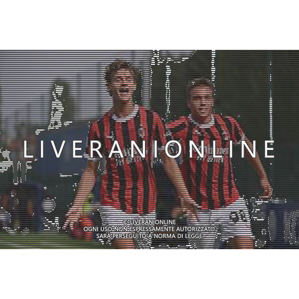 TVRG Inter vs Milan nella foto Maximilian Ibrahimovic (Milan) e Vittorio Magni (Milan) esultanza dopo il gol del 2 a 0 Milano 22-09-2024 Stadio Konami Youth Development Centre Campionato Primavera 1 - 5a giornata foto Roberto Garavaglia/Agenzia Aldo Liverani sas