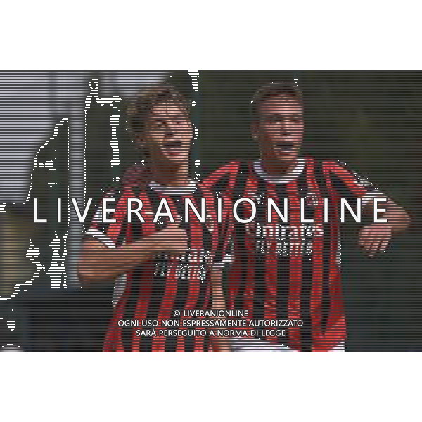 TVRG Inter vs Milan nella foto Maximilian Ibrahimovic (Milan) e Vittorio Magni (Milan) esultanza dopo il gol del 2 a 0 Milano 22-09-2024 Stadio Konami Youth Development Centre Campionato Primavera 1 - 5a giornata foto Roberto Garavaglia/Agenzia Aldo Liverani sas