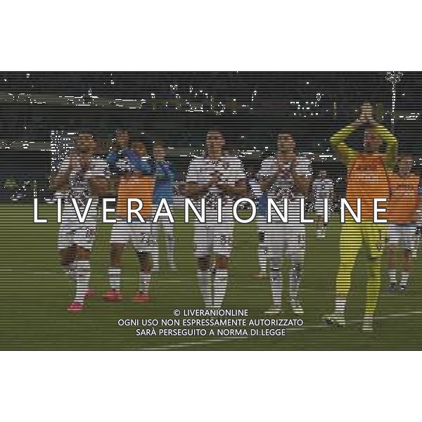Torino players celebrate the victory at the end of Hellas Verona FC vs Torino FC , 5° Serie A Enilive 2024-25 game at Marcantonio Bentegodi Stadium in Verona (VR), Italy, on September 20, 2024. (Photo by Davide Casentini)/AGENZIA ALDO LIVERANI SAS