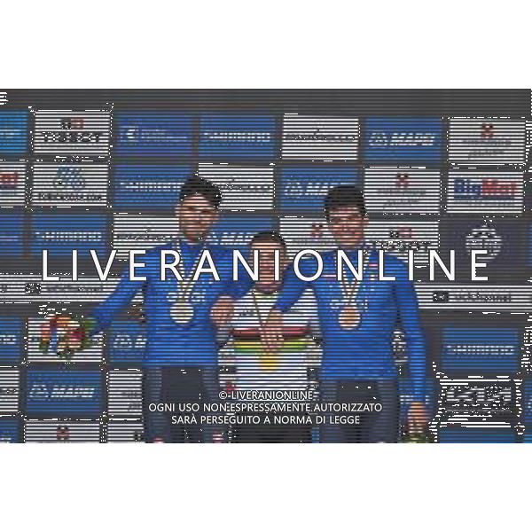 22-09-2024 World Championships Elite Cronometro; 2024, Soudal - Quick Step; 2024, Ineos Grenadiers; 2024, Visma - Lease A Bike; Evenepoel, Remco; Ganna, Filippo; Affini, Edoardo; Zurigo; ©SIROTTI/AGENZIA ALDO LIVERANI SAS