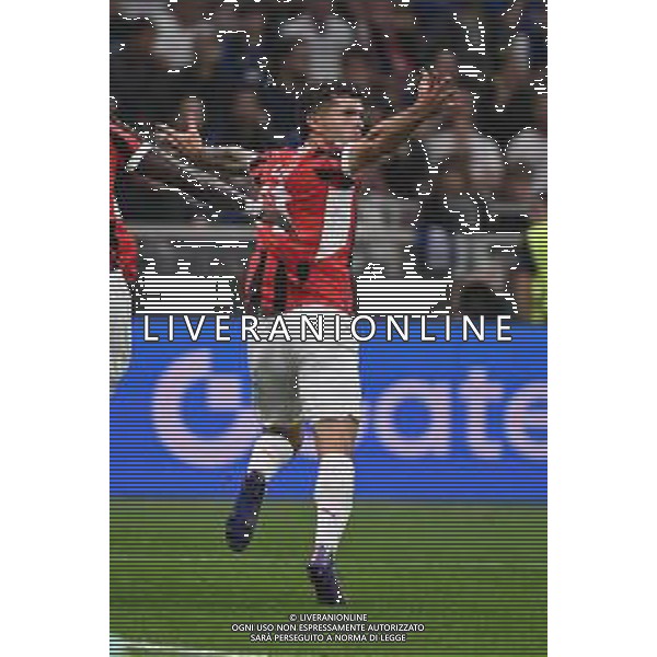 Inter vs Milan nella foto Christian Mate Pulisic (Milan) esultanza dopo il gol dell\'1 a 0 Milano 22-09-2024 Stadio Giuseppe Meazza - San Siro Campionato Serie A Enilive - 5a giornata foto Roberto Garavaglia/Agenzia Aldo Liverani sas/AGENZIA ALDO LIVERANI SAS