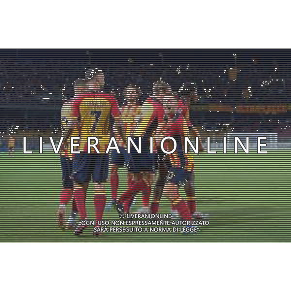 TVEM September 21, 2024 Lecce, Italy - US Lecce vs Parma Calcio 1913 - Italian soccer serie A 2024/25 - Via Del Mare Stadium. In the pic: Ylber Ramadani of US Lecce celebrates with teammates foto emmanuele matrodonato-ag aldo liverani sas