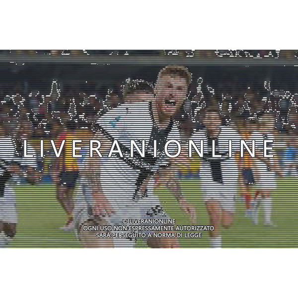 TVEM September 21, 2024 Lecce, Italy - US Lecce vs Parma Calcio 1913 - Italian soccer serie A 2024/25 - Via Del Mare Stadium. In the pic: Antoine Hainaut of Parma celebrates after scoring a goal foto emmanuele matrodonato-ag aldo liverani sas