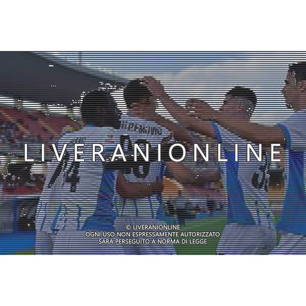 TVEM September 24, 2024 Lecce, Italy - US Lecce vs US Sassuolo - Coppa Italia round of 16 match 2024/25 - Via Del Mare Stadium. In the pic: Tarik Muharemovic of US Sassuolo celebrates after scoring a goal with teammates foto emmanuele mastrodonato-ag aaldo liverani sas