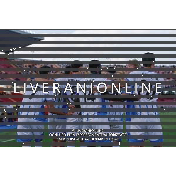 TVEM September 24, 2024 Lecce, Italy - US Lecce vs US Sassuolo - Coppa Italia round of 16 match 2024/25 - Via Del Mare Stadium. In the pic: Tarik Muharemovic of US Sassuolo celebrates after scoring a goal with teammates foto emmanuele mastrodonato-ag aaldo liverani sas