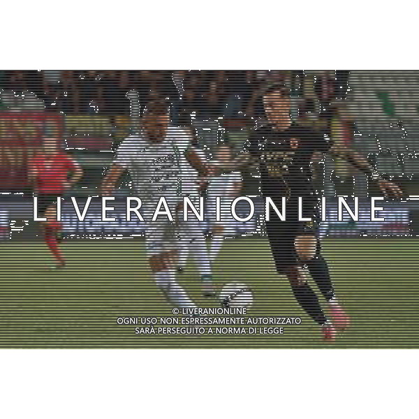 TVEM September 26, 2024 Monopoli, Italy - SS Monopoli 1966 vs Benevento Calcio - Serie C Girone C 2024/25 - Vito Simone Veneziani Stadium. In the pic: Orlando Viteritti of Monopoli in action against Jacopo Manconi of Benevento ©Emmanuele Mastrodonato/AGENZIA ALDO LIVERANI SAS