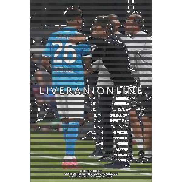 Napoli, Palermo Coppa Italia Nella foto: Esultanza Cyril Ngonge, Antonio Conte Foto Mosca, Ag.Liverani -NAPOLI - PALERMO COPPA ITALIA 26.09.2024