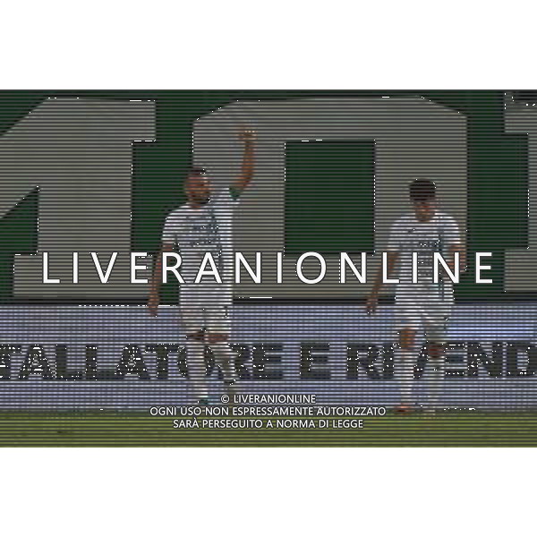 TVEM September 26, 2024 Monopoli, Italy - SS Monopoli 1966 vs Benevento Calcio - Serie C Girone C 2024/25 - Vito Simone Veneziani Stadium. In the pic: Orlando Viteritti of Monopoli celebrates after scoring a goal ©Emmanuele Mastrodonato/AGENZIA ALDO LIVERANI SAS