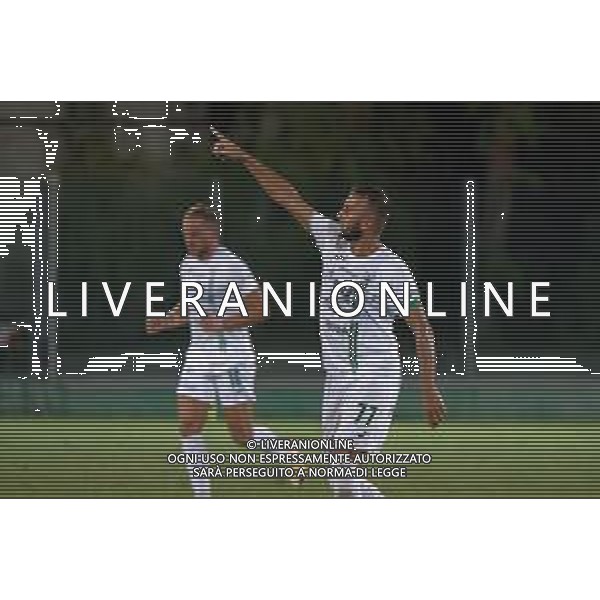 TVEM September 26, 2024 Monopoli, Italy - SS Monopoli 1966 vs Benevento Calcio - Serie C Girone C 2024/25 - Vito Simone Veneziani Stadium. In the pic: Orlando Viteritti of Monopoli celebrates after scoring a goal ©Emmanuele Mastrodonato/AGENZIA ALDO LIVERANI SAS