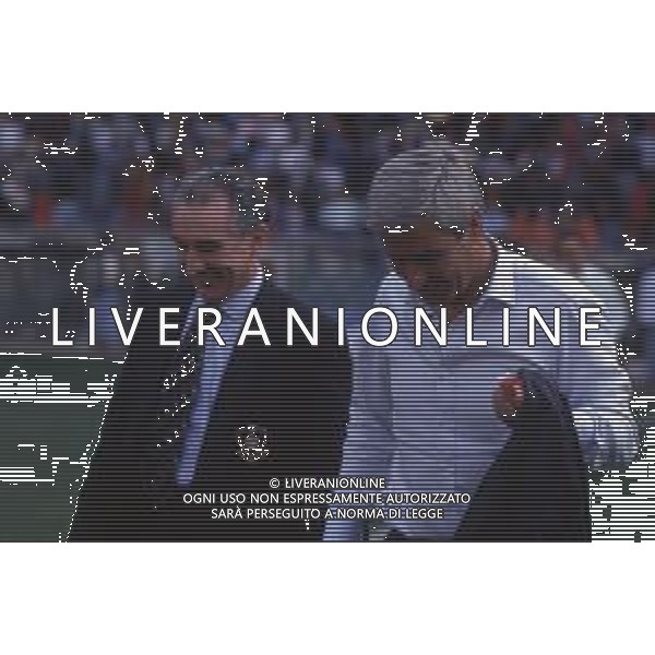 DIAP-RETROSPETTIVA CLAUDIO MASELLI ALLENATORE NELLA FOTO CLAUDIO MASELLI ALLENATORE GENOA CALCIO NELL\'ANNO 1993 E OSVALDO BAGNOLI AG ALDO LIVERANI SAS