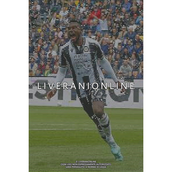 Christian Kabasele of Udinese FC celebrates after scoring during Udinese FC vs FC Internazionale, 6° Serie A Enilive 2024-25 game at Bluenergy stadium in Udine (UD), Italy, on September 28, 2024. (Photo by Davide Casentini)/AGENZIA ALDO LIVERANI SAS