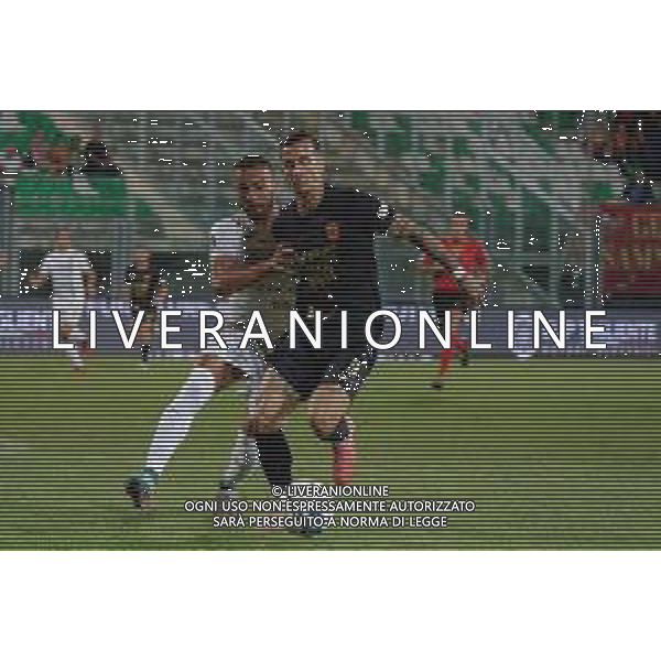 TVEM September 26, 2024 Monopoli, Italy - SS Monopoli 1966 vs Benevento Calcio - Serie C Girone C 2024/25 - Vito Simone Veneziani Stadium. In the pic: Jacopo Manconi of Benevento in action against Orlando Viteritti of Monopoli FOTO EMMANUELE MASTRODONATO-AG ALDO LIVERNI SAS