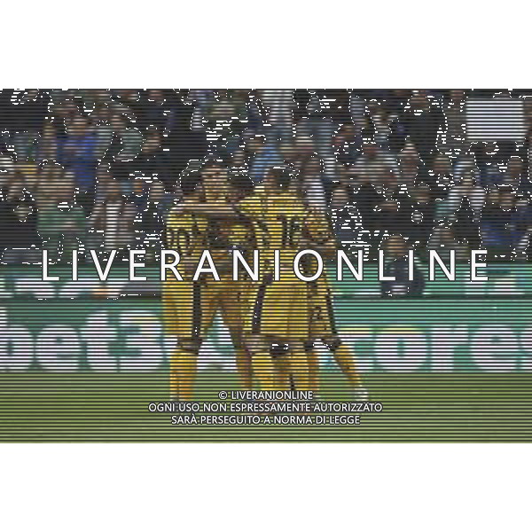 Lautaro Martinez of Inter FC celebrates after scoring during Udinese FC vs FC Internazionale, 6° Serie A Enilive 2024-25 game at Bluenergy stadium in Udine (UD), Italy, on September 28, 2024. (Photo by Davide Casentini)/AGENZIA ALDO LIVERANI SAS