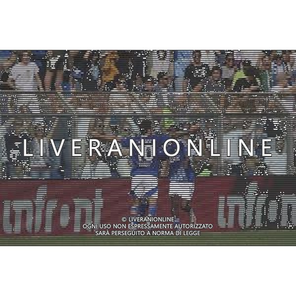 Patrick Cutrone of Como 1907 celebrates after scoring during Como 1907 FC vs Hellas Verona FC, 6° Serie A Enilive 2024-25 game at G. Sinigaglia stadium in Como (CO), Italy, on September 29, 2024. (Photo by Davide Casentini)/ AGENZIA ALDO LIVERANI SAS