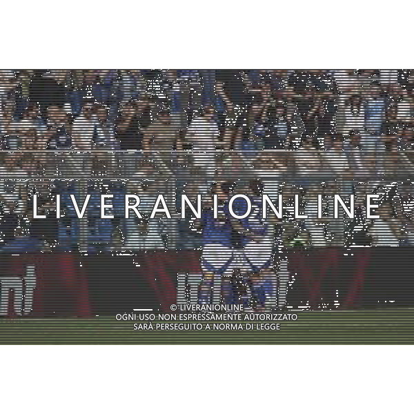 Patrick Cutrone of Como 1907 celebrates after scoring during Como 1907 FC vs Hellas Verona FC, 6° Serie A Enilive 2024-25 game at G. Sinigaglia stadium in Como (CO), Italy, on September 29, 2024. (Photo by Davide Casentini)/ AGENZIA ALDO LIVERANI SAS