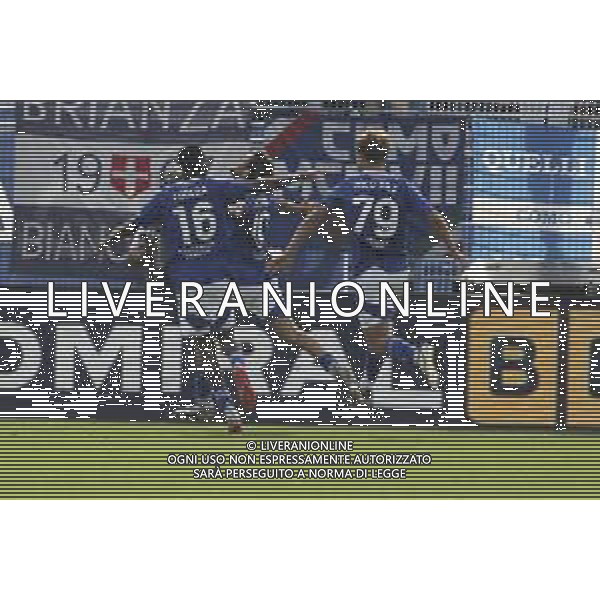 Patrick Cutrone of Como 1907 celebrates after scoring second gol during Como 1907 FC vs Hellas Verona FC, 6° Serie A Enilive 2024-25 game at G. Sinigaglia stadium in Como (CO), Italy, on September 29, 2024. (Photo by Davide Casentini)/ AGENZIA ALDO LIVERANI SAS