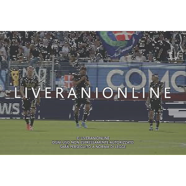 Patrick Cutrone of Como 1907 celebrates after scoring second gol during Como 1907 FC vs Hellas Verona FC, 6° Serie A Enilive 2024-25 game at G. Sinigaglia stadium in Como (CO), Italy, on September 29, 2024. (Photo by Davide Casentini)/ AGENZIA ALDO LIVERANI SAS