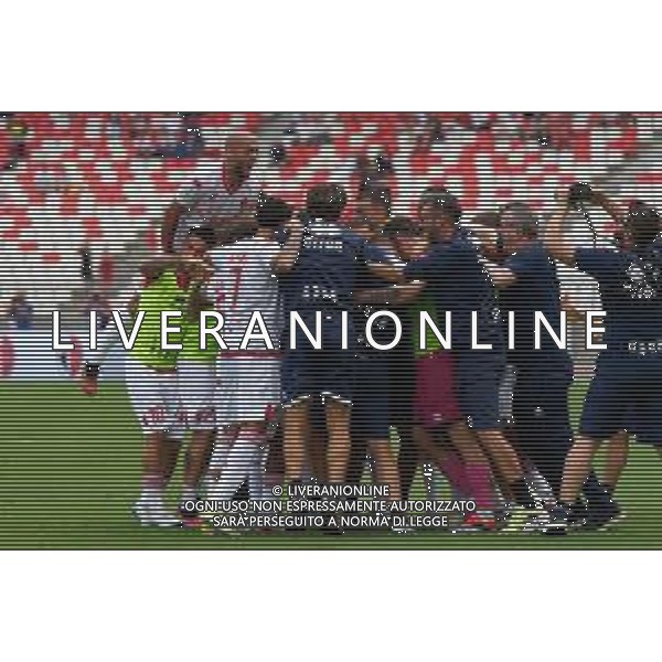 TVEM September 28, 2024 Bari, Italy - SSC Bari vs Cosenza Calcio - Italian soccer serie B 2024/25 - San Nicola Stadium. In the pic: the players of SSC Bari celebrates after scoring a goal ©Emmanuele Mastrodonato /AGENZIA ALDO LIVERANI SAS