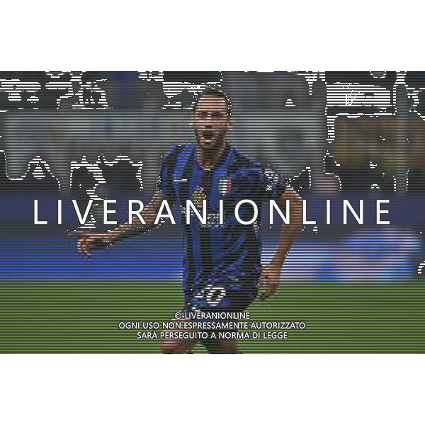 Inter vs Stella Rossa nella foto Hakan Calhanoglu (Inter) esultanza dopo il gol dell\'1 a 0 Milano 01-10-2024 Stadio Giuseppe Meazza - San Siro UEFA Champions League fase a girone unico - 2a giornata foto Roberto Garavaglia/Agenzia Aldo Liverani sas/AGENZIA ALDO LIVERANI SAS